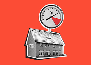 Illustratie van een huis met warmtepomp