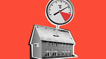 Illustratie van een huis met warmtepomp