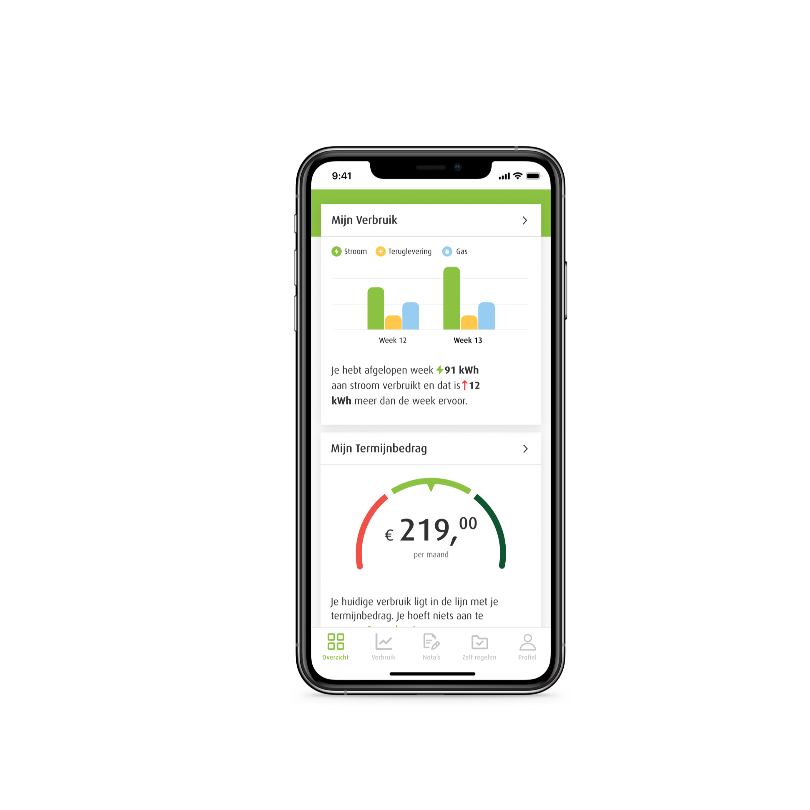 Illustratie van Greenchoice App op een smartphone