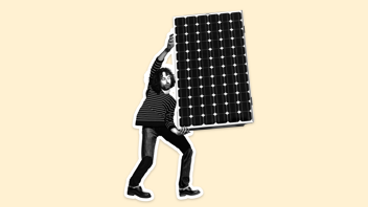 Illustratie van een man met een zonnepaneel
