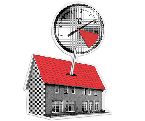 Illustratie van een huis met warmtepomp