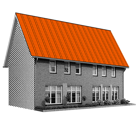 Illustratie van een huis met rood dak