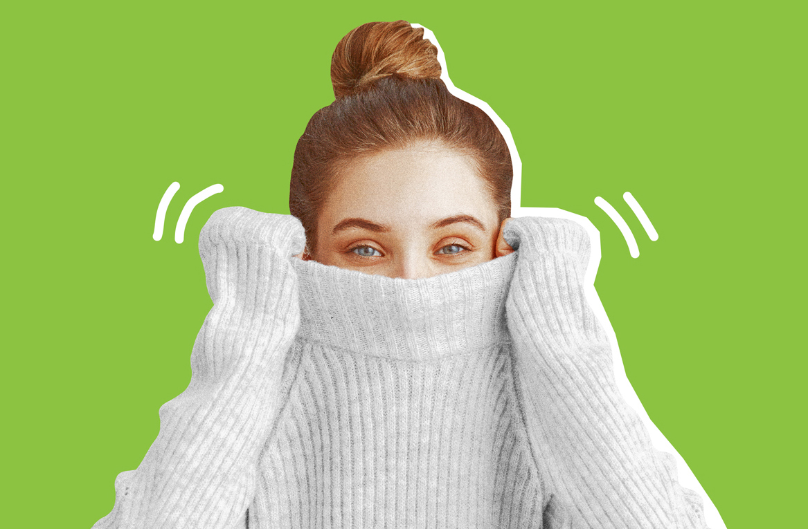 Illustratie van vrouw met warme trui